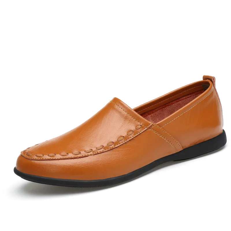 Soft Leather Flats New Handmade Casual Man's Shoes Men Breathable Moccasins For Comforable Loafers big size 36-47 | Обувь