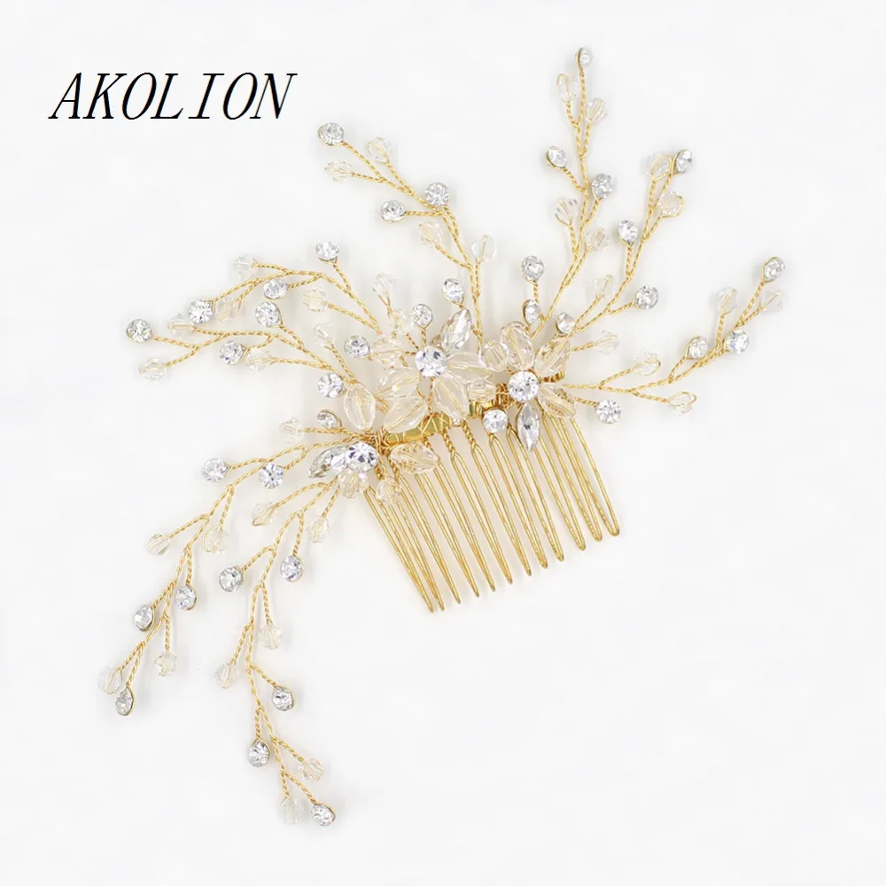 Akolion Женские аксессуары для волос кристалл Бисер Hairwear Расчёски и гребни ручной
