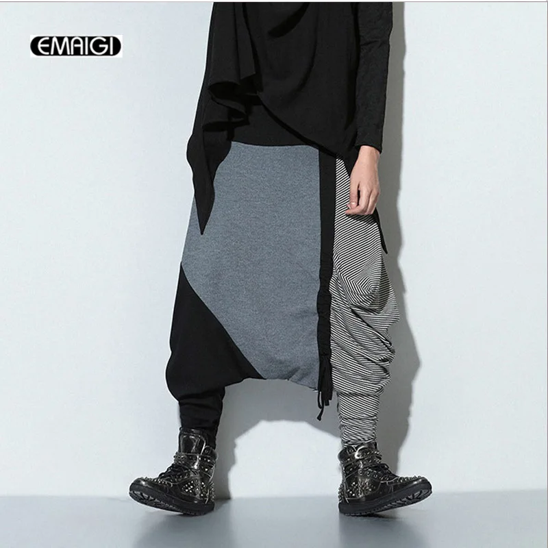 Мужские брюки для танцоров K228 в стиле хип хоп с большими промежутками уличная
