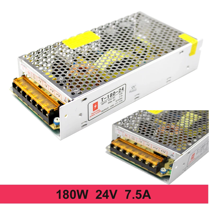 Импульсный источник питания 24V 7.5A 180W алюминиевый Ac 220V к Dc 24v ac dc Светодиодный