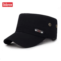 unikevow solid military cap fs logo flat top hat for men and women outdoor cap high quality sport breathable hat