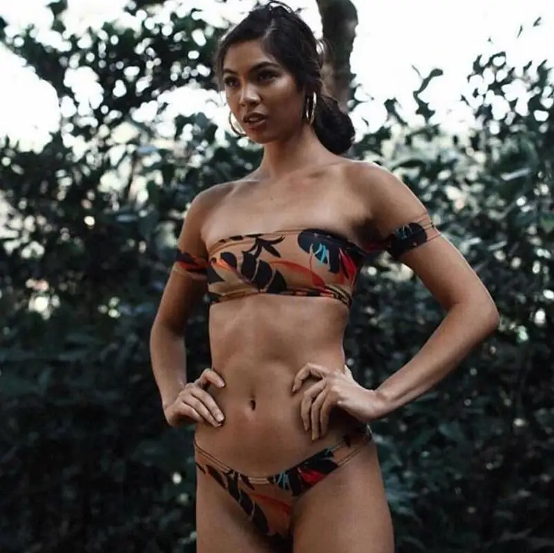 Бикини 2019 Mujer сексуальный цветочный бикини купальник на одно плечо купальный