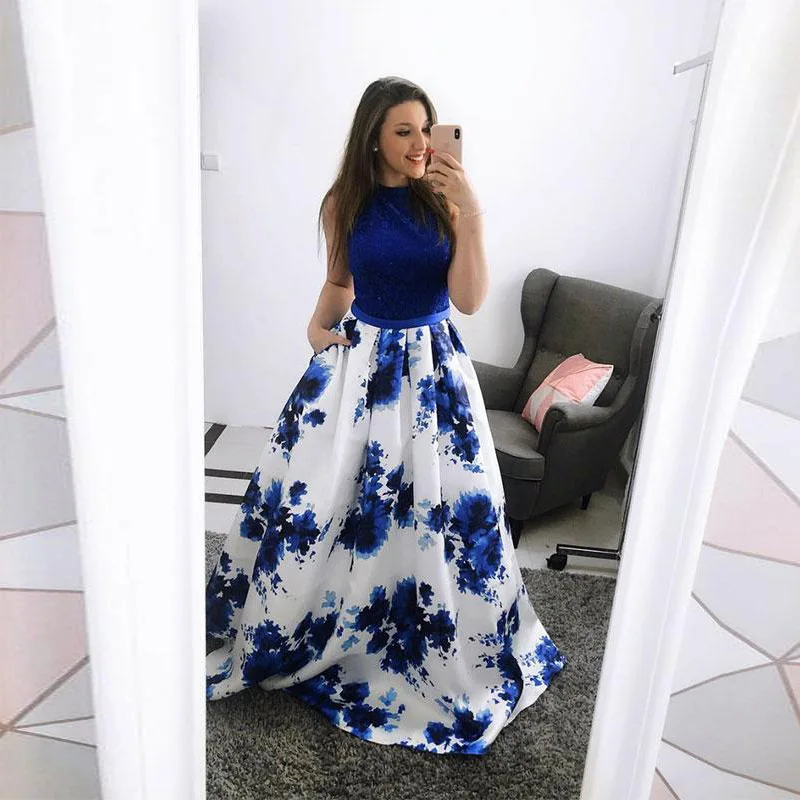 Синий Robe ceremonie femme sukienka, женские вечерние платья без рукавов в стиле пэчворк, вечерние платья в пол, вечерние платья для женщин - Цвет: Синий