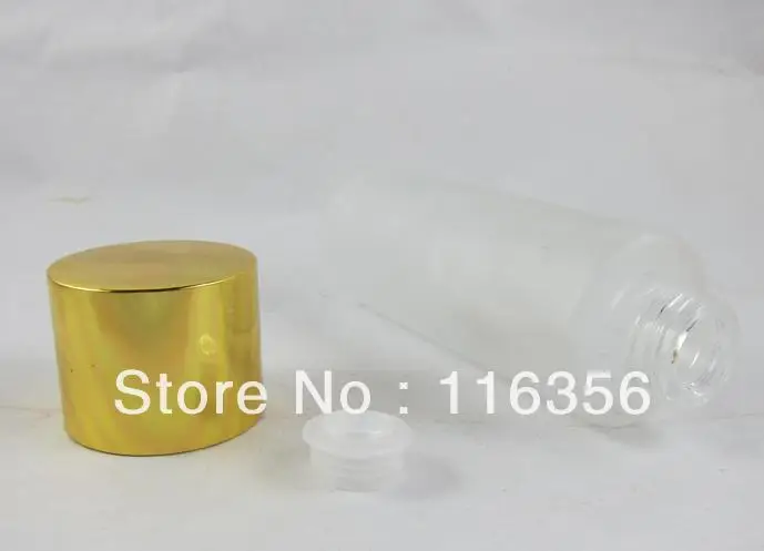 Матовая стеклянная бутылка 100 мл с золотым пресс насосом для лосьона