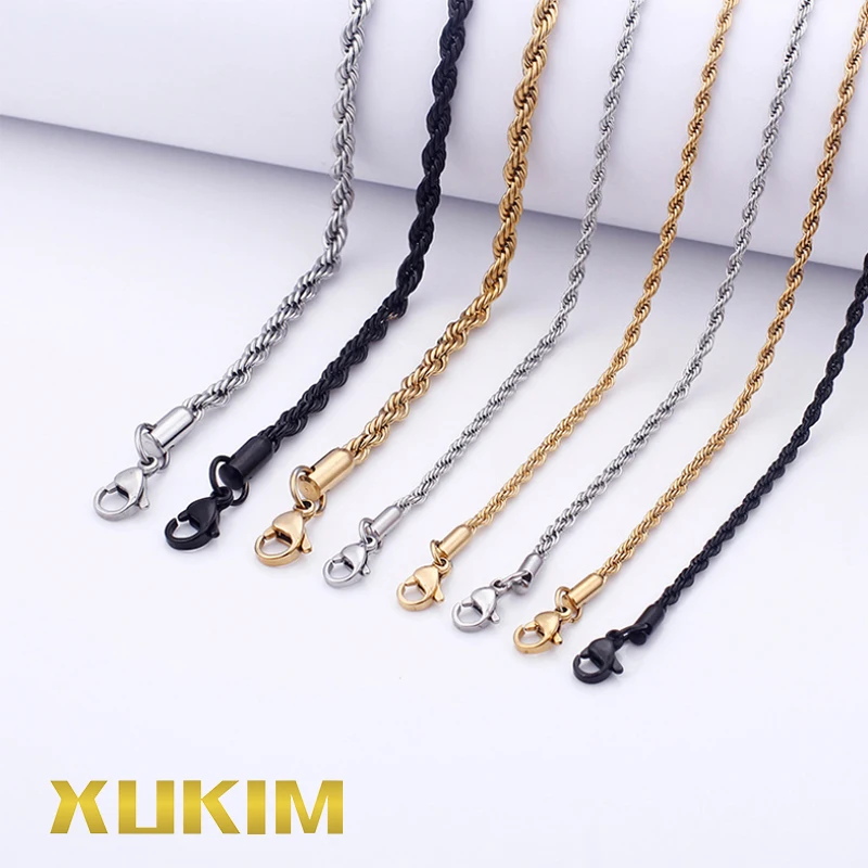 Мужское и женское ожерелье XCN214 Xukim золотое из титановой стали в стиле хип хоп с