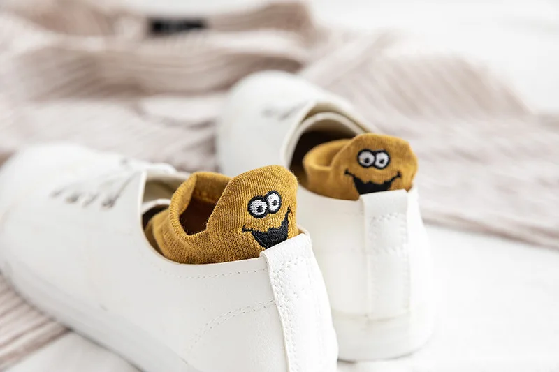 5 пар/партия, женские носки с вышивкой Kawaii Happy Fashion, забавные Женские носочки, хлопковые летние яркие цвета