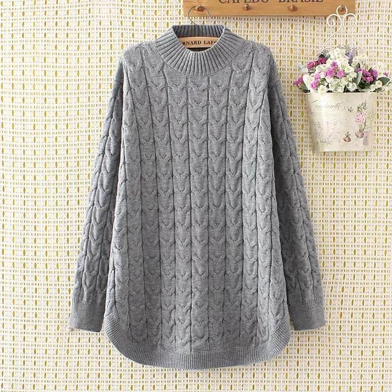 plus size Criss-Cross winter women pullovers black 2017 Turtleneck Knitted casual ladies oversize sweater wool female 4XL pink | Женская