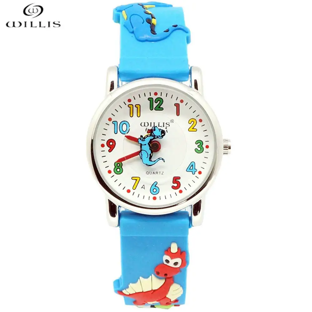 WILLIS бренд динозавр 3D высокое качество водонепроницаемые часы мультфильм Дети