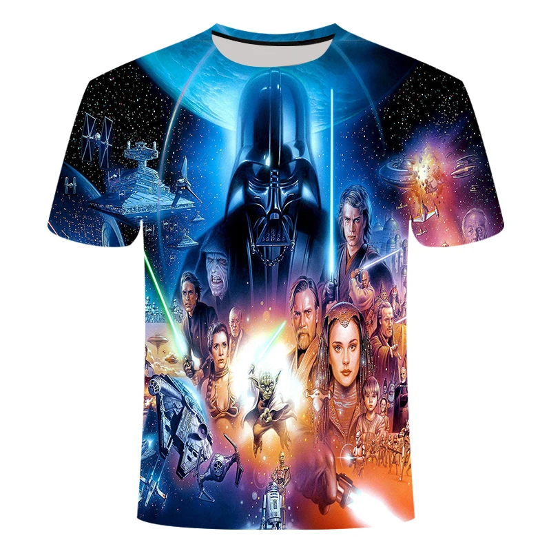 Новейшая футболка с 3D принтом Star Wars мужская и женская летняя коротким рукавом