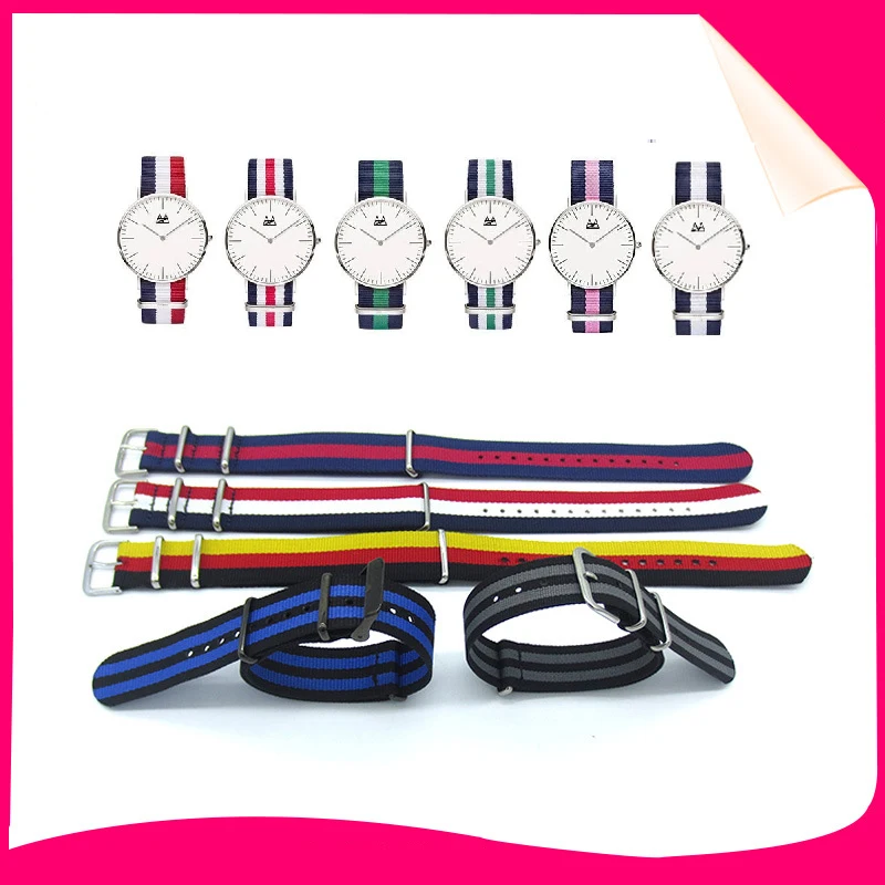 Роскошный армейский спортивный нейлоновый ремешок в стиле НАТО 18 мм 20 с двойной