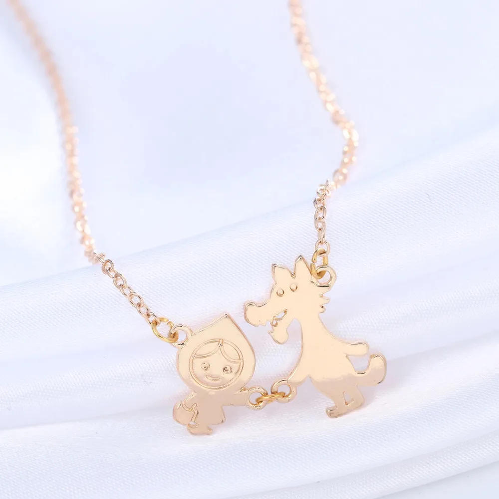 Kinitial 10 шт. маленькая красная шапочка ожерелье с подвеской в виде милого волка