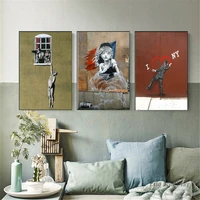 colorful banksy graffiti painted posters and prints wall art canvas painting for living room decoration home decor unframed