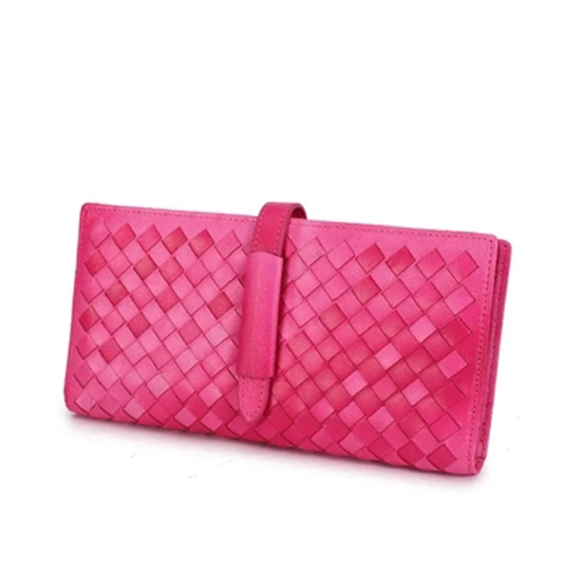 Известный бумажник Стройный овчина Плетеные женские клатч насосная пояса