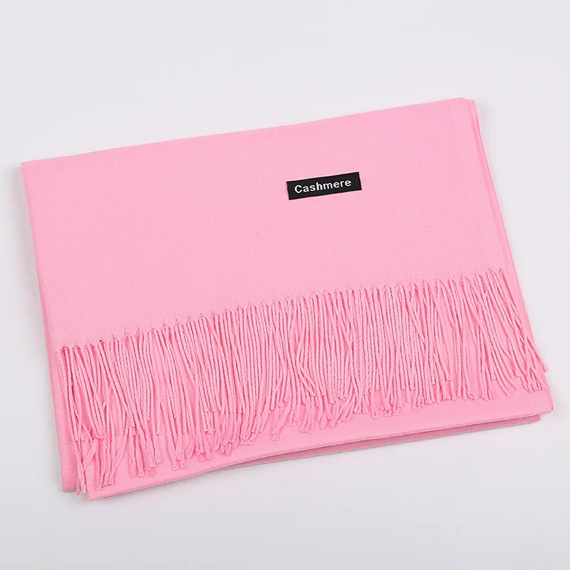 9 Bright Pink 200 см x 70 см, зимние шарфы больших размеров, простые, модные, теплые, унисекс, одноцветные шарфы, кашемировый шарф, шаль, Пашмина, 30 цветов, 240 г - Цвет: 9 Bright Pink