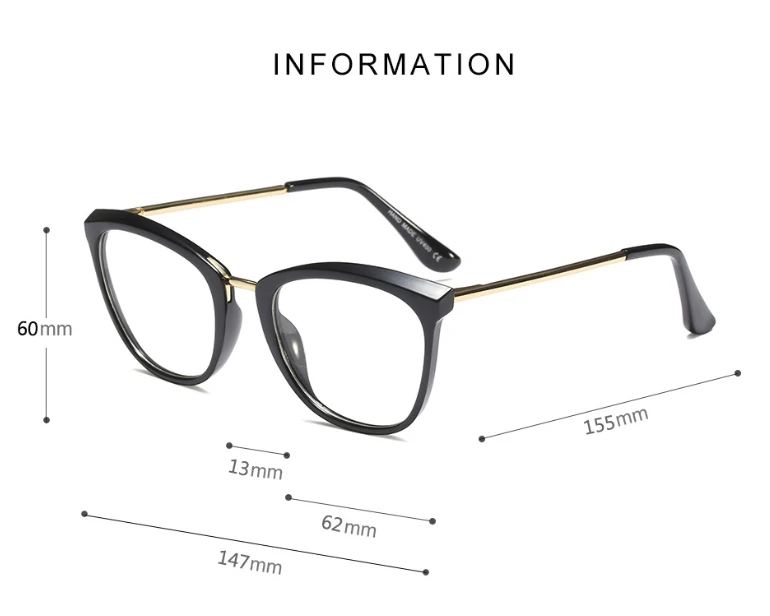 Cat Eye Glasses Frames Men Women Optical Fashion Computer Glasses 45749