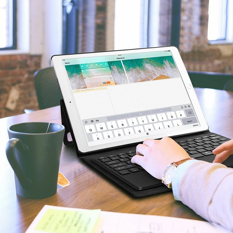 SeenDa беспроводной Bluetooth чехол-клавиатура для iPad Pro 12,9 дюйма кожаный защитный чехол-клавиатура для планшета+ держатель для карандаша