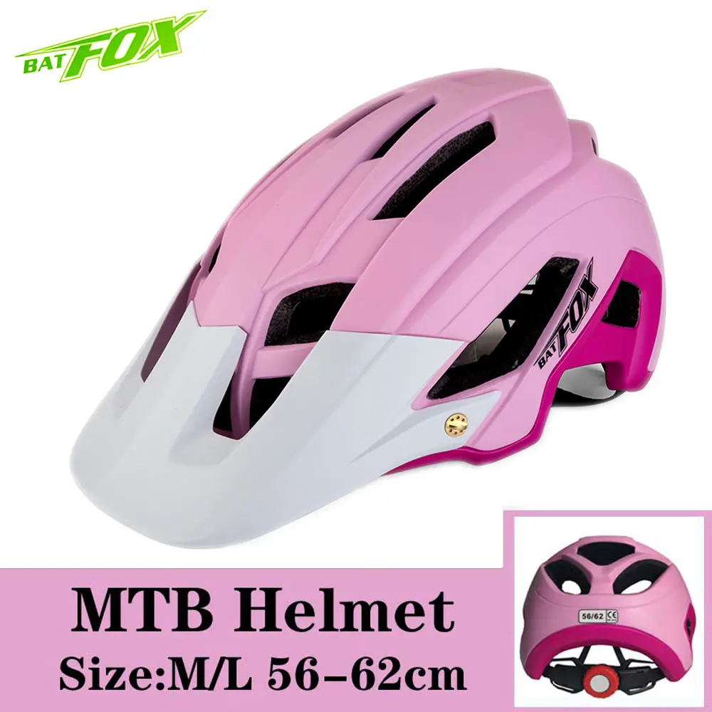 BATFOX велосипедный шлем для мужчин и женщин MTB велосипедный шлем розовый велосипедный горный шоссейный велосипедный безопасный открытый спортивный шлем с большим козырьком - Цвет: 692-Pink-White