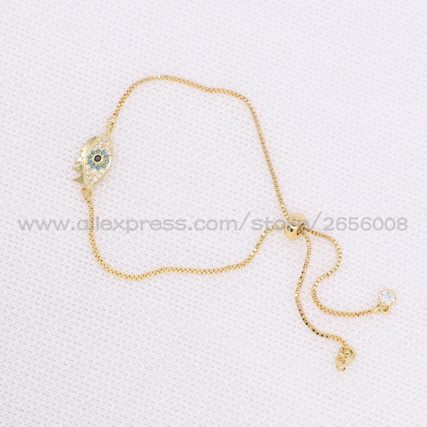 Ручной регулируемый браслет-цепочка с микро паве глаз кулон браслет смешанные