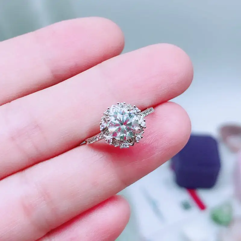 Ювелирное ослепительное 925 Серебряное кольцо для помолвки 1,2 Ct IF grade Moissanite серебряное кольцо лучший подарок для девочки