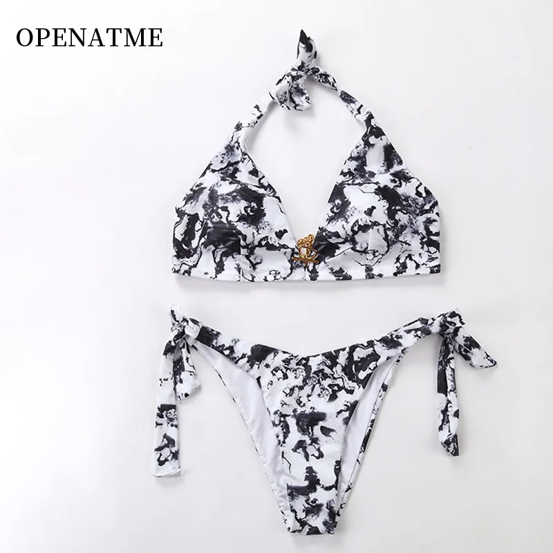OPENATME сексуальный цветочный принт Высокая талия Купальник бикини пуш ап