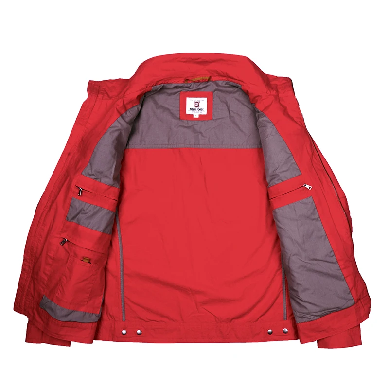 TIGER FORCE 2018 Бренд Мужская Модная Повседневная Куртка Весна Пальто Красный Френч