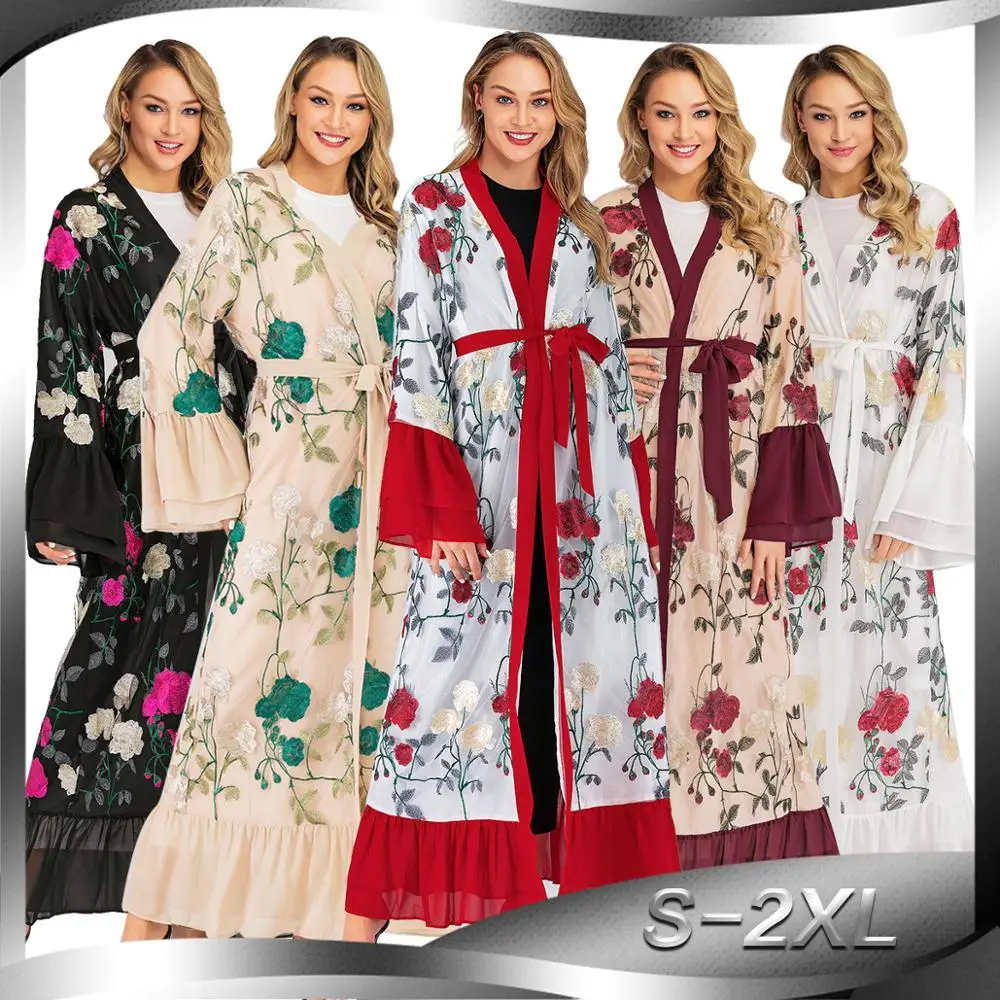 Модные мусульманские женщины абайя Весна 2019 Новое поступление кафтаны и Юба