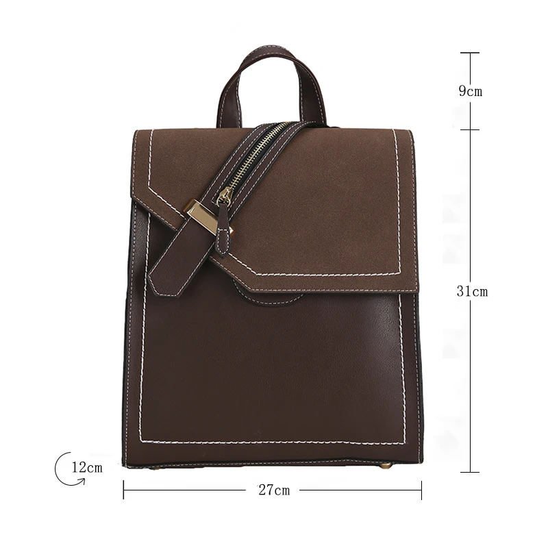 SWEET SNOW New Soft Leather Woman's Backpack Stylish Retro Covered Square Sewing Line Backpacks Solid Color Pop Bag | Багаж и сумки