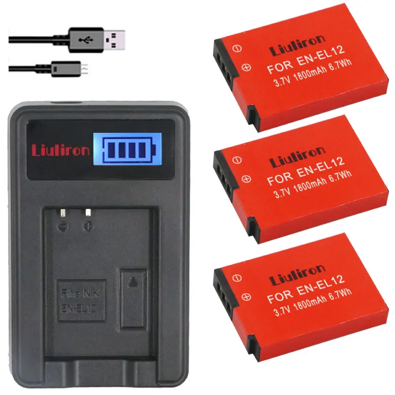 charger and 3battery 4x EN-EL12 батарея bateria en el12 ENEL12 для Nikon Coolpix S6000 S6100 S6150 S6200 S6300 AW100s AW110s AW120s - Цвет: charger and 3battery