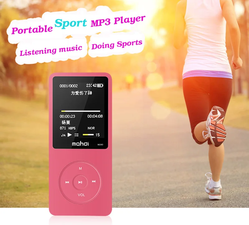 Mahdi M280 Спортивный MP3 плеер, работающий портативный аудио Hi-Fi плеер, 8 ГБ, 1,8 дюйма, TFT экран, поддержка 128 ГБ, TF карта, FM радио, диктофон