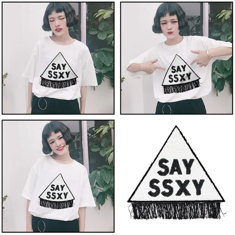 ChicLady HIPSTER Diy блесток патч 26 см сказать SSXY справиться с ней пришить патчи для одежды