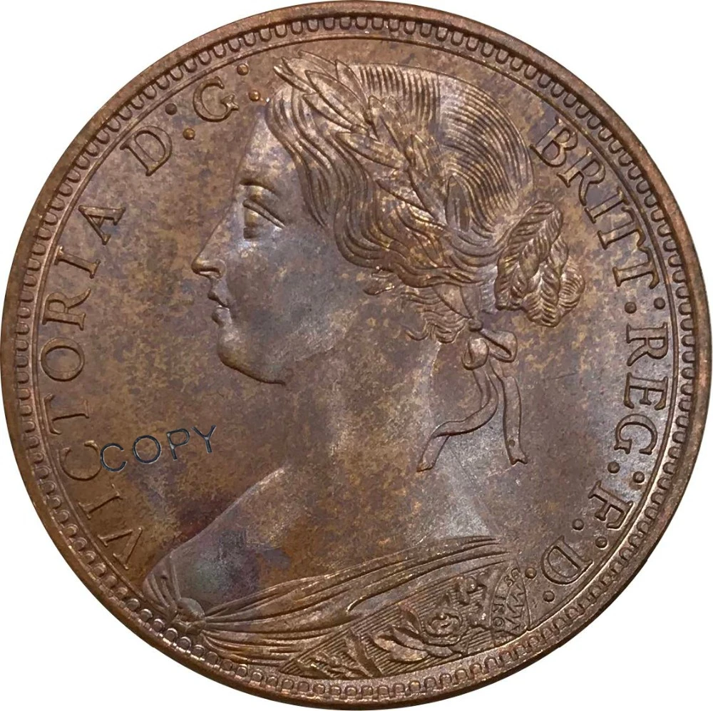 Коллекционная монета 1873 Великобритания 1 пенни Виктория 2 й портрет красная