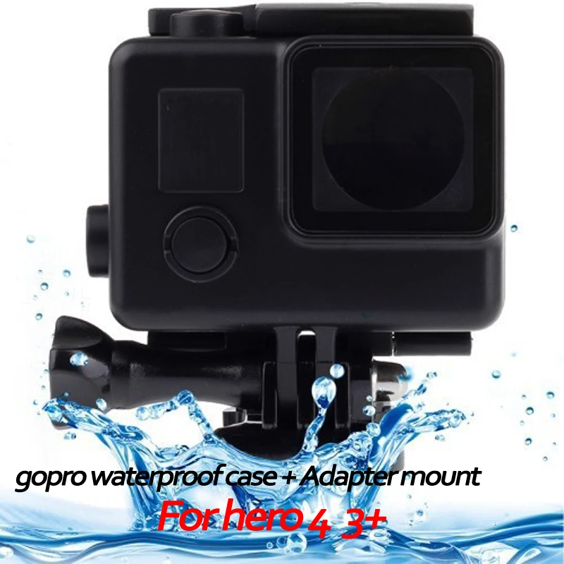 Водонепроницаемый чехол для камеры Go pro hero 4 45 м черный корпус дайвинга + Адаптер