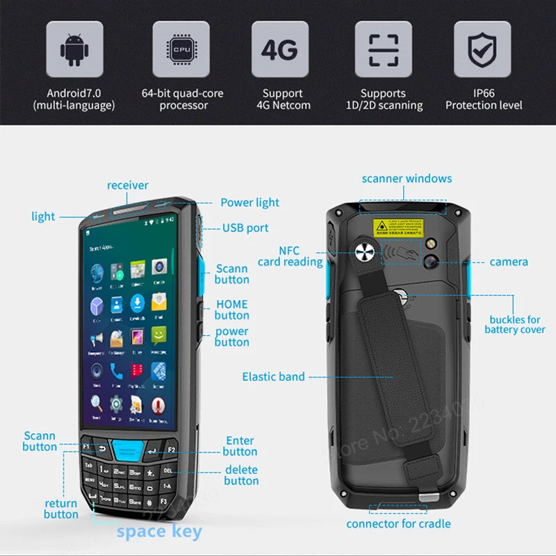 4G LTE портативный android PDA 1D/2D считыватель штрих-кодов Беспроводной Wi-Fi/bluetooth/Gps сканер штрих-кодов сборщик мобильных данных