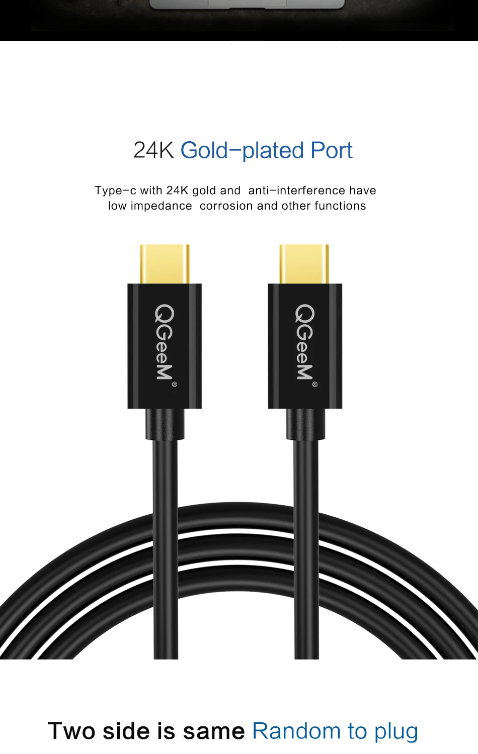 QGeeM USB-C-USB-C кабель usb type C USB-C кабель для зарядного устройства для MacBook, ChromeBook Pixel, Nexus 5X/6 P, Lumia 950/950XL