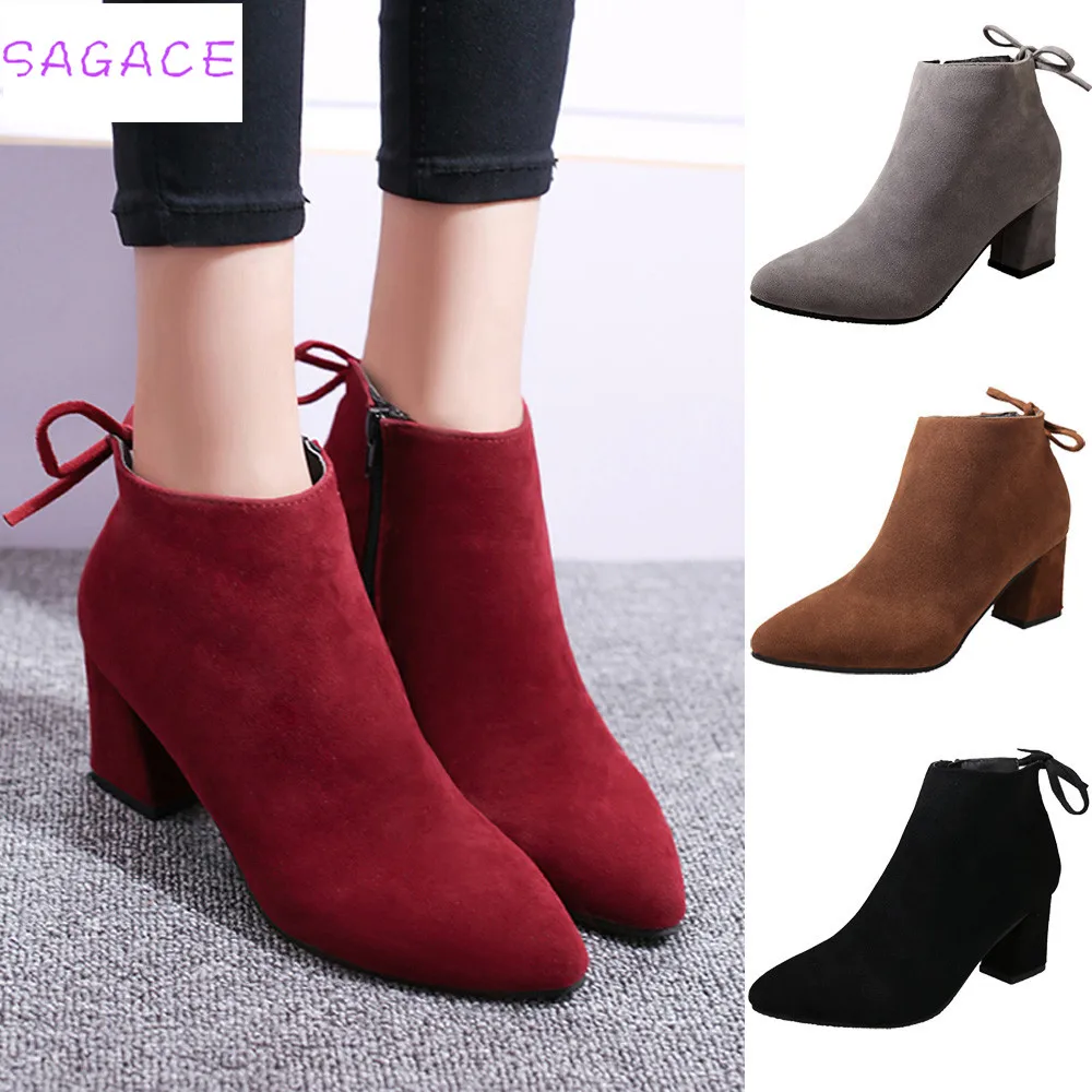 Женские ботильоны на платформе SAGACE черные шнуровке и толстом каблуке модные