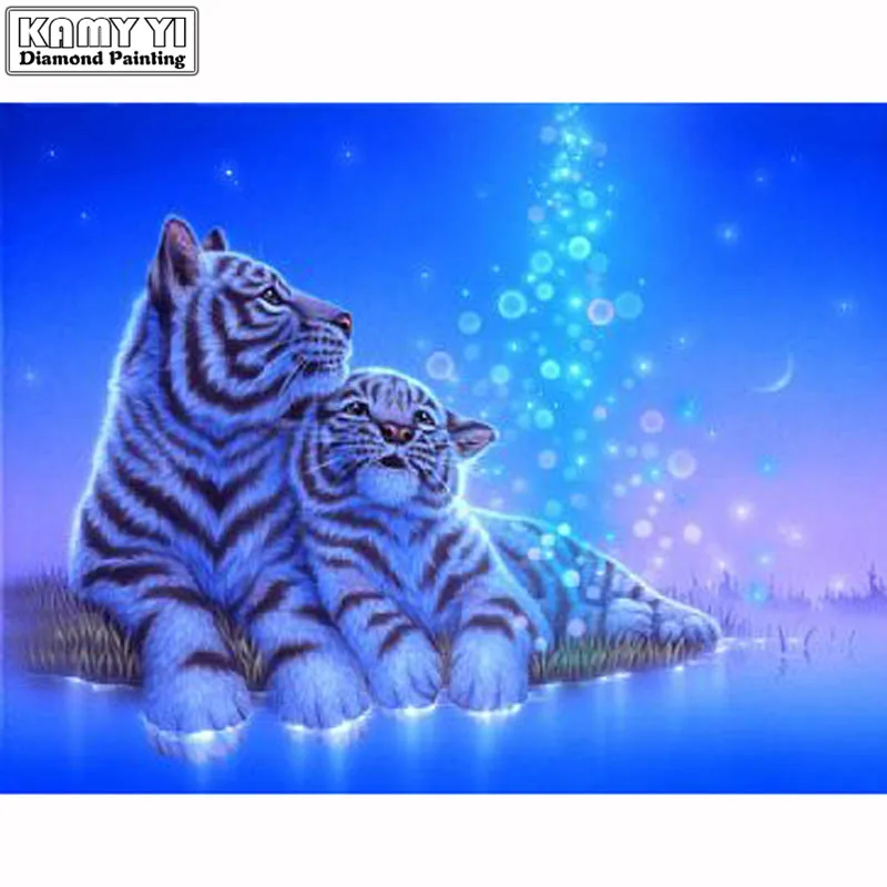 100% полная 5D картина из страз сделай сам Тигры Страна Чудес 3D Алмазная живопись