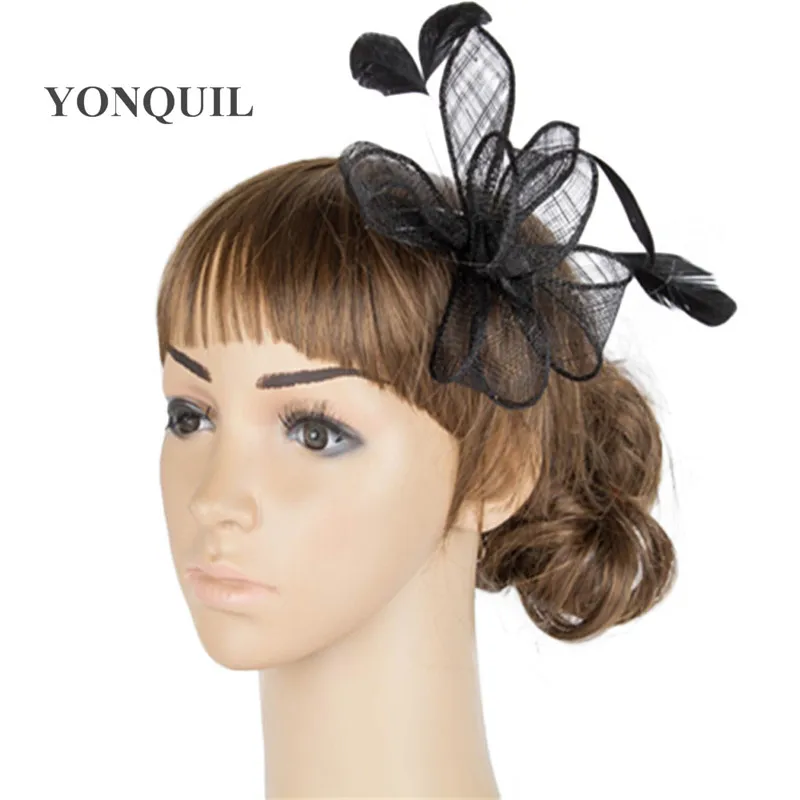 

Elegant Women Fashion Sinamay Fascinator Gril Hair Pins Headwear Party Show Headband Bridal Wedding Hat Fancy Hair Accessories