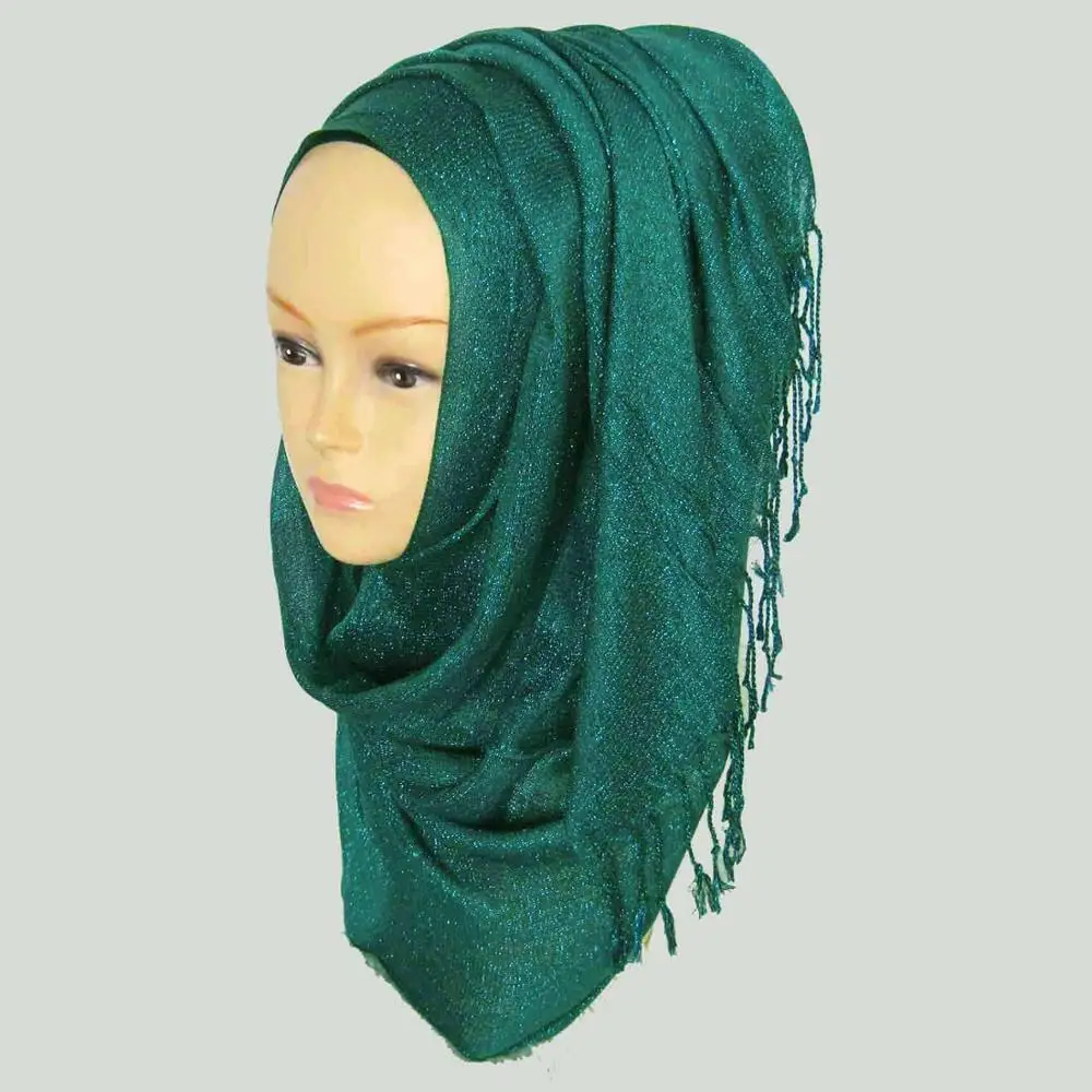 Dark green Обычный Блеск Shimmer Блеск Блестящий Шарф Хиджаб Шаль Wrap Ид Свадебное Украшение Абая, 50 цветов для выбора,, PH013 - Цвет: Dark green