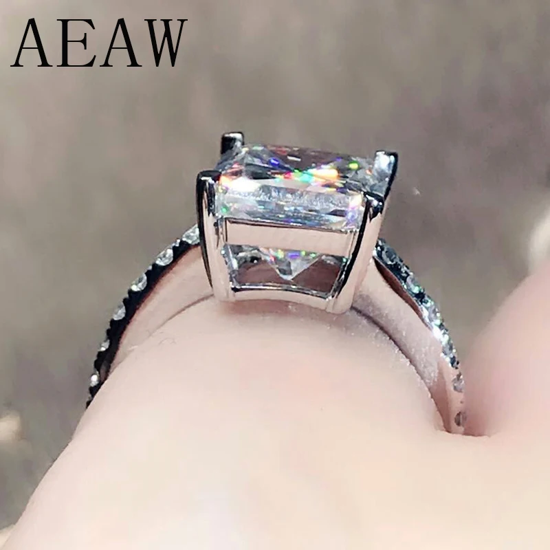Женское Обручальное Кольцо AEAW 4CT из белого золота с бриллиантом GH Moissanite