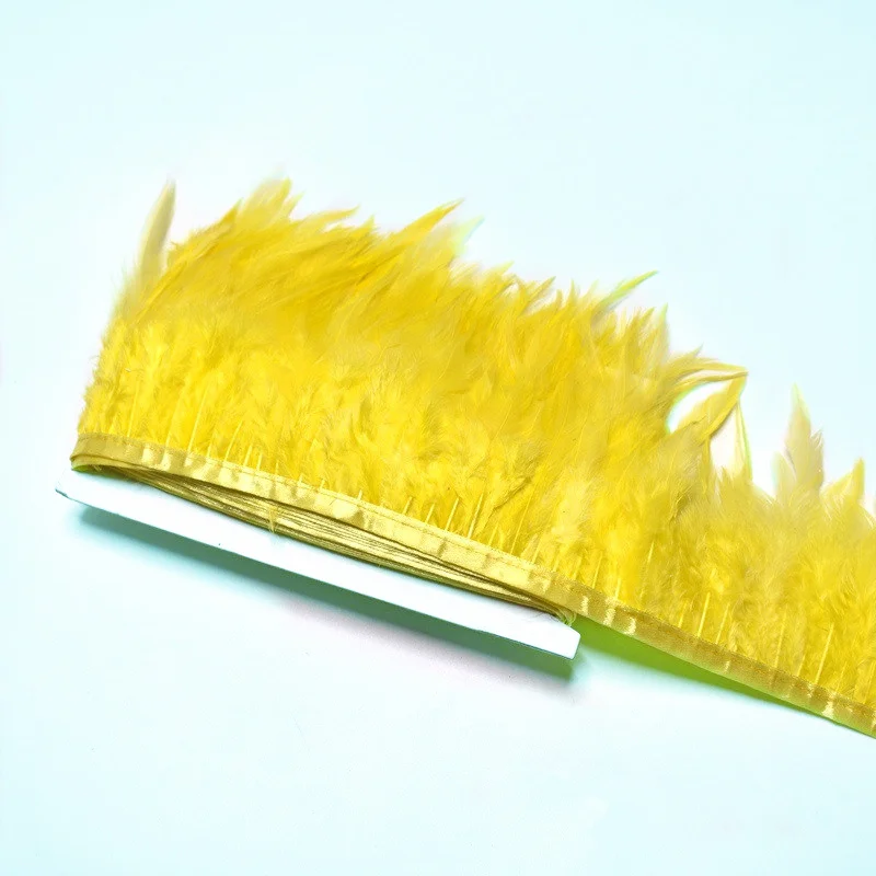 yellow 1 м черный петух шеи перья отделка бахрома 8-10 см DIY Перья для рукоделия ленты для шитья одежды вечерние украшения - Цвет: yellow