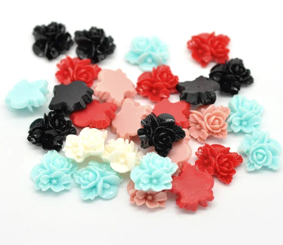 DoreenBeads 50 смешанных полимерных цветочных украшений для ювелирных изделий 16x16 мм