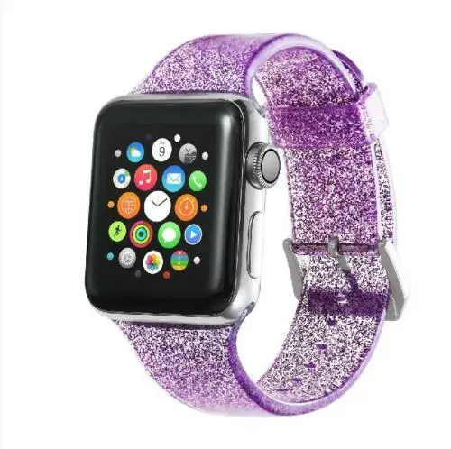 Purple Спортивный ремешок блеск браслет побрякушка для Apple Watch iWatch серии 1/2/3/4 - Цвет ремешка: Purple