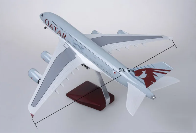 1/160 масштаб 45,5 см отлитая модель самолета Катара модель авиа Airbus A380 со светом и колесом Смола самолет коллекция детские подарки