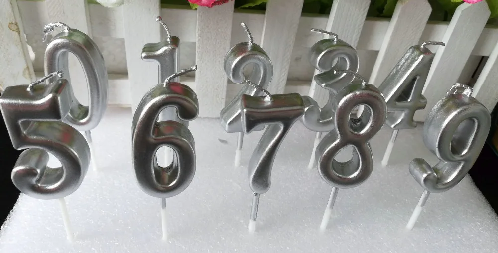1pcs Gold Silver Number 0-9 Candle Birthday Party Design Candle Decoration Happy Birthday Anniversary Candle Supplies DIY