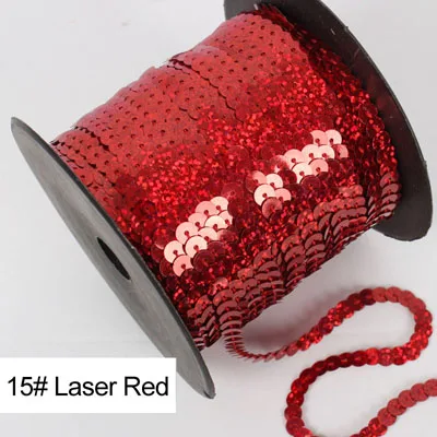15 Laser Red 26 цветов, 20 ярдов/рулон, 6 мм, ПВХ, с блестками, линия, с блестками, для шитья, на планках, для рукоделия, аксессуары для одежды - Цвет: 15 Laser Red