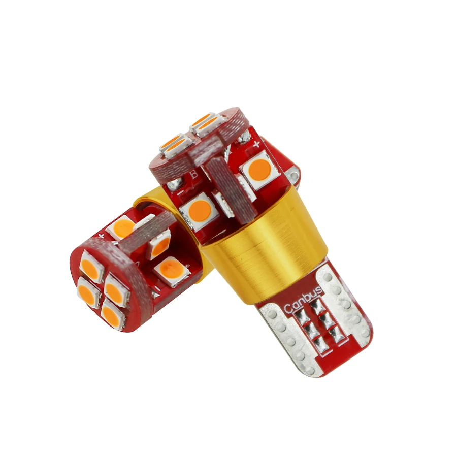 YCCPAUTO W5W T10 LED Canbus Auto Car Turn Side Wedge License Lamp White Non Polarity Bulb Red Yellow Blue 12v 3030SMD 1PCS | Автомобили и