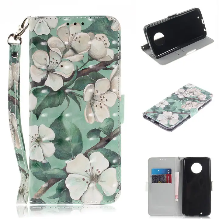 Watercolor Flower Чехол для телефона Motorola Moto One P30 Play G5S G6 E5 Plus G6Plus E5Plus, чехол с милым животным медведем, котом, собакой, откидной кожаный чехол P26Z - Цвет: Watercolor Flower