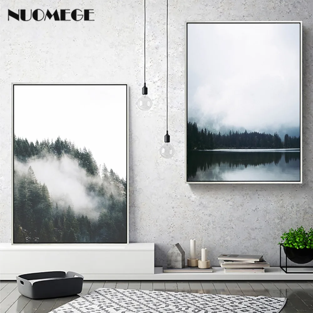 Nordic Style Forest Landscape Wall Art Canvas Poster and Print Painting Decorative Picture for Living Room Home Decor | Дом и сад