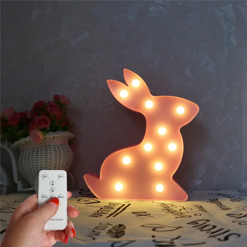 Bunny Декоративные буквы свет звезда якорь светодиодный пульт дистанционного управления Marquee лампа на батарейках светодиодный знак для Рождественское украшение для дома подарки - Испускаемый цвет: Bunny