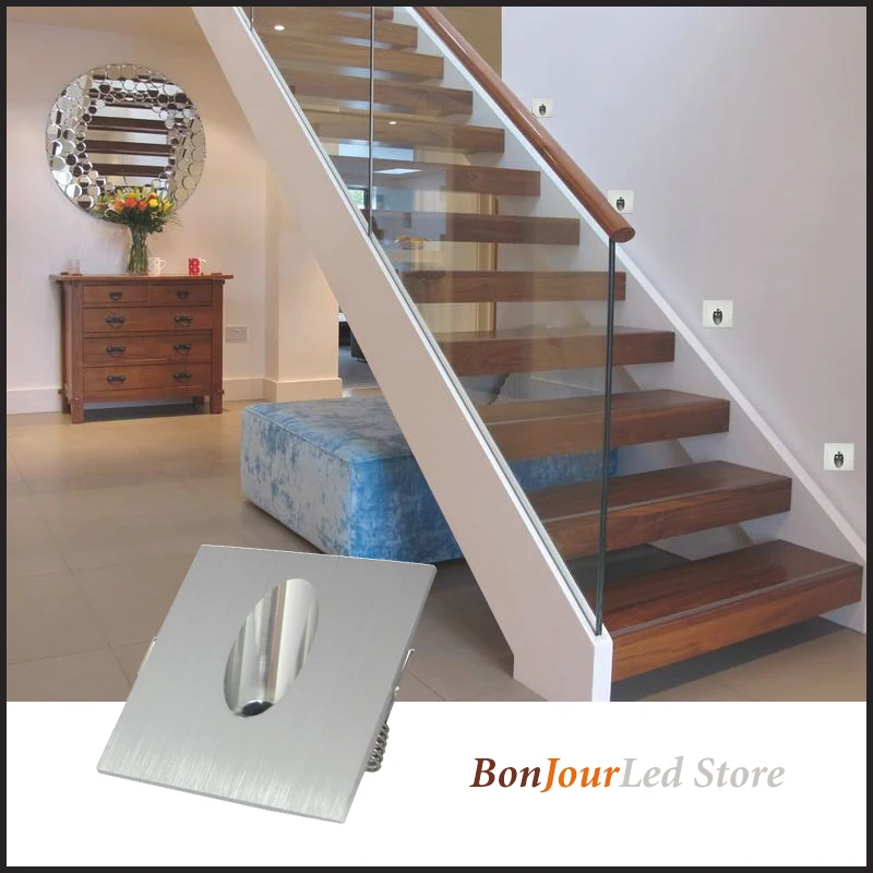 

Free Shipping 1w/3w Recessed Led Stair Light Indoor Corner Wall lights Stairs Step Stairway Hallway staircase lamp AC85-265V